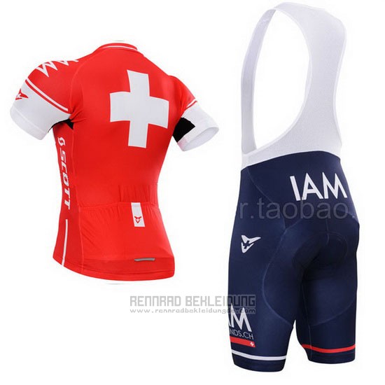 2015 Fahrradbekleidung IAM Champion Schweiz Trikot Kurzarm und Tragerhose